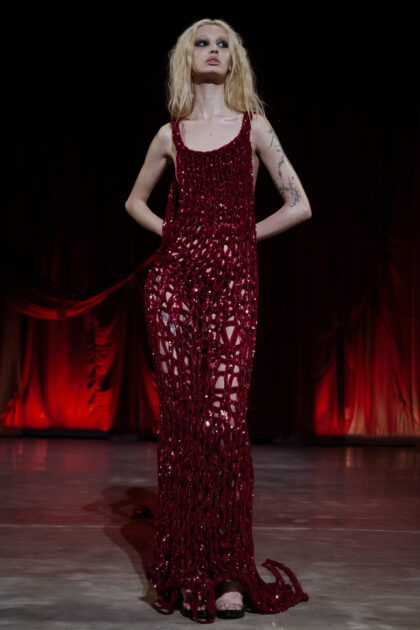 Red Sequins Knitted Dress