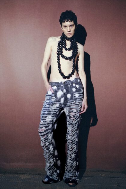 Black Distressed Polka Jeans