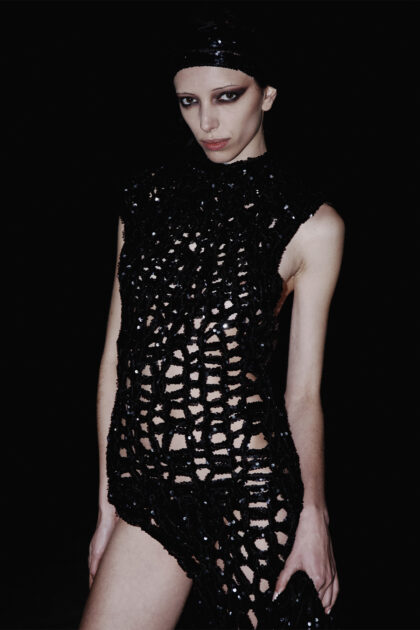 Black Sequins Knitted Dress