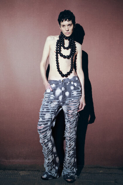 Black Distressed Polka Jeans